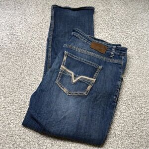 Men’s BKE Derek Dark Wash Blue Stretch Straight Leg Jeans Size 38x32 GBS12151